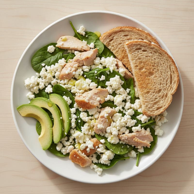 Egg White and Cottage Cheese Scramble with Roasted Turkey Breast