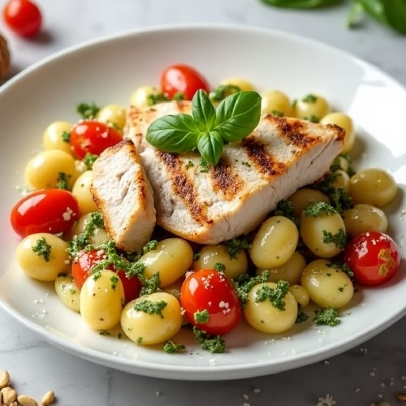 Creamy Basil Pesto Gnocchi with Roasted Cherry Tomatoes