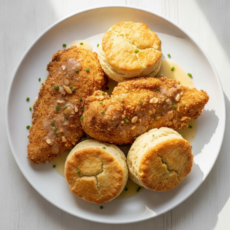 Buttermilk Fried Chicken with Fluffy Biscuits