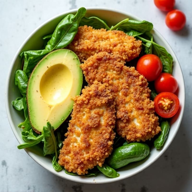 Crispy Chicken and Creamy Avocado Power Bowl