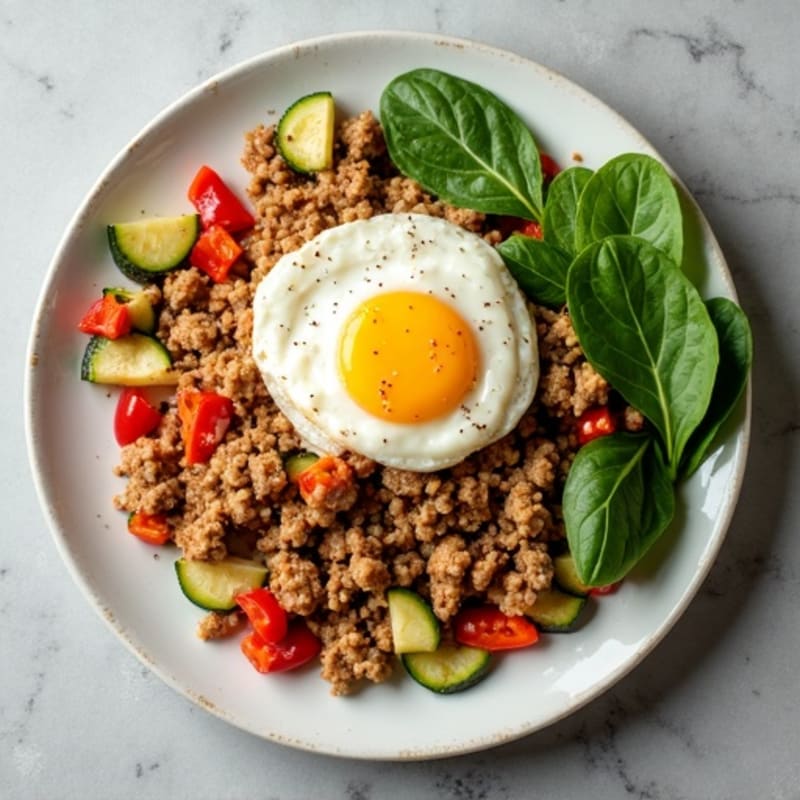 Ground Turkey and Crispy Vegetable Skillet