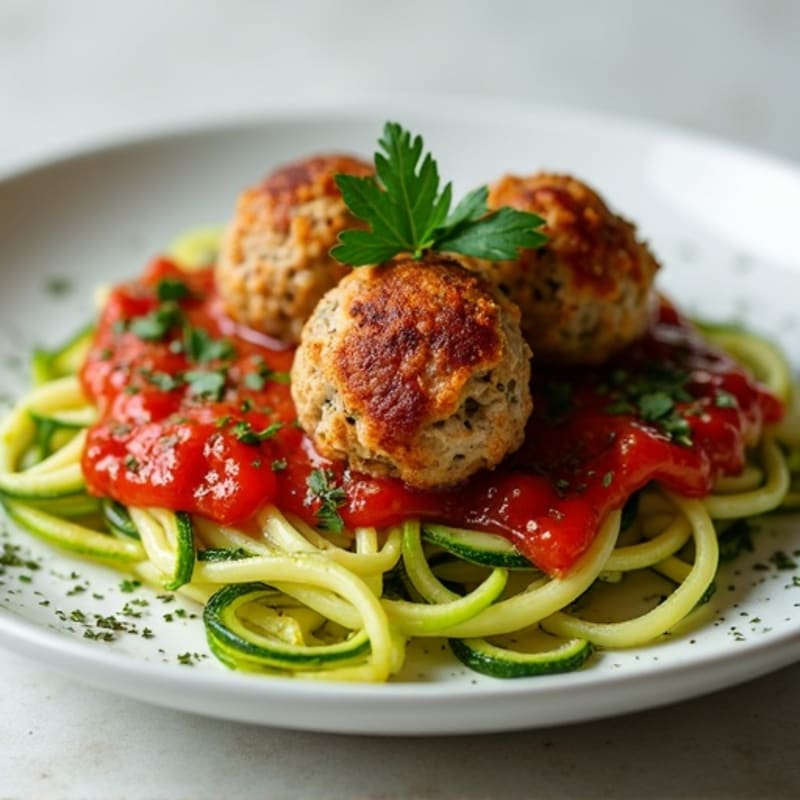Herb-Roasted Ground Turkey Meatballs with Zucchini Noodles