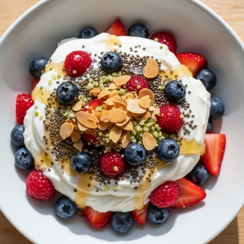Creamy Greek Yogurt Parfait with Chia Seeds and Mixed Berries