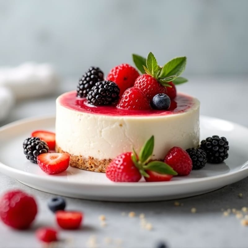 Greek Yogurt Protein Cheesecake with Fresh Berries