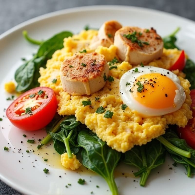 Fluffy Lean Turkey and Egg Veggie Scramble