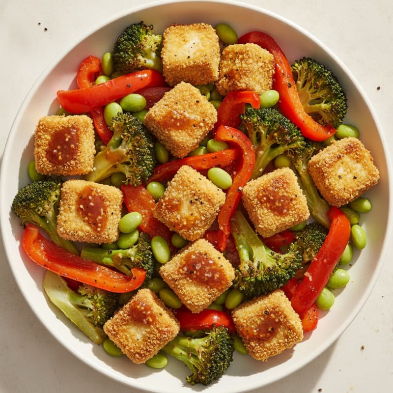 Pan-Seared Tofu with Roasted Vegetables