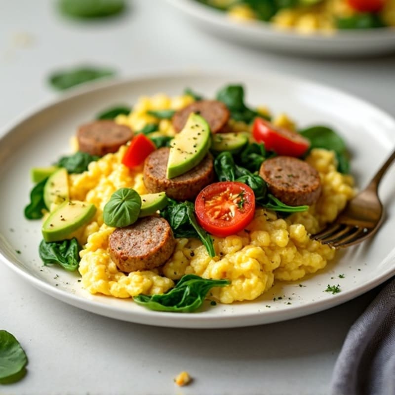 Egg White and Turkey Sausage Scramble with Spinach