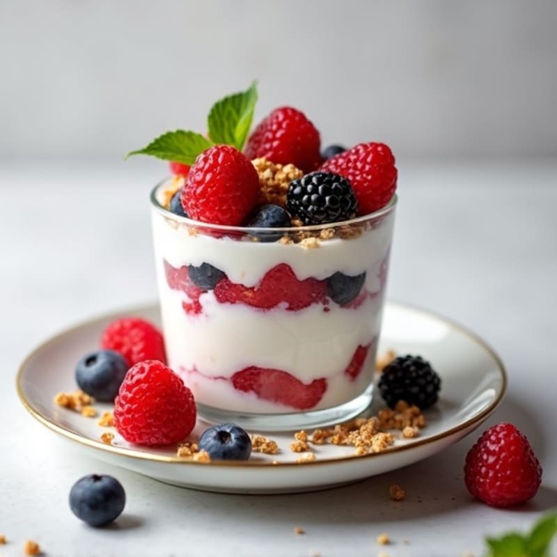 Greek Yogurt Protein Parfait with Mixed Berries