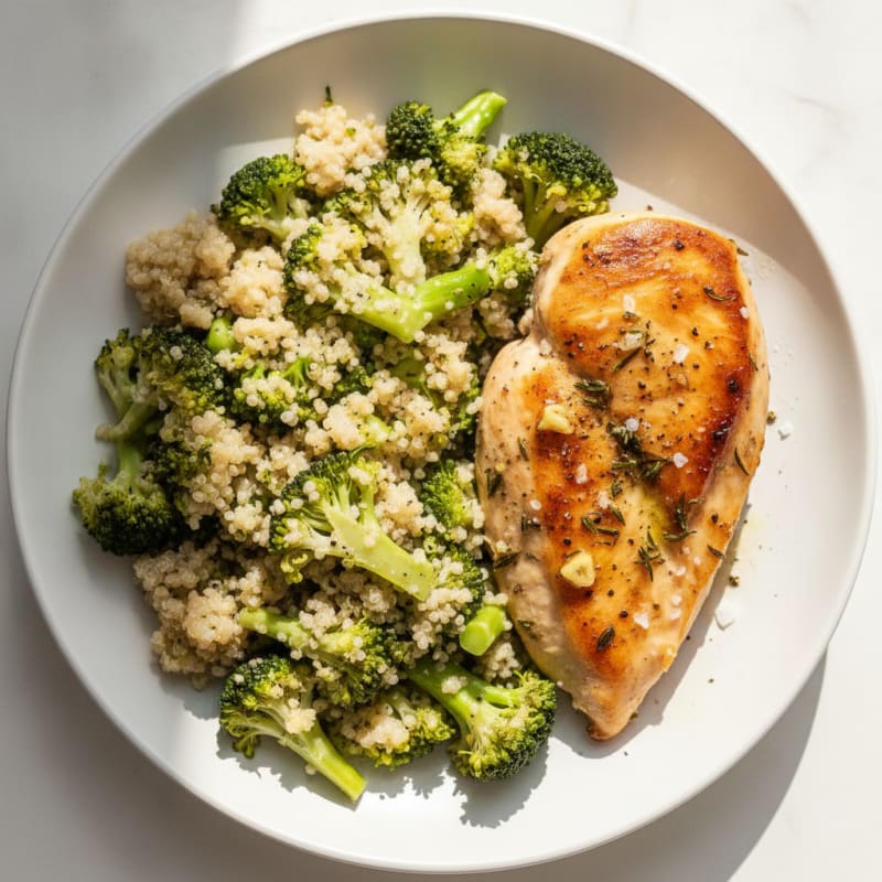 Pan-Seared Herb Chicken with Quinoa and Broccoli