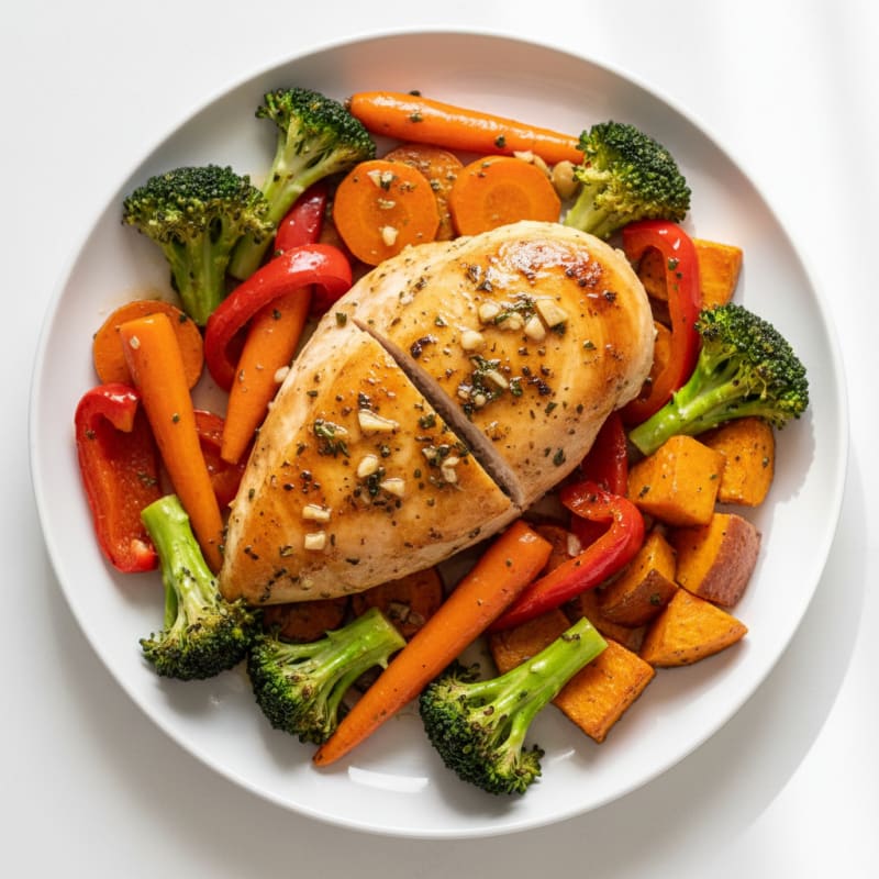 Garlic-Herb Roasted Chicken Breast with Vegetables