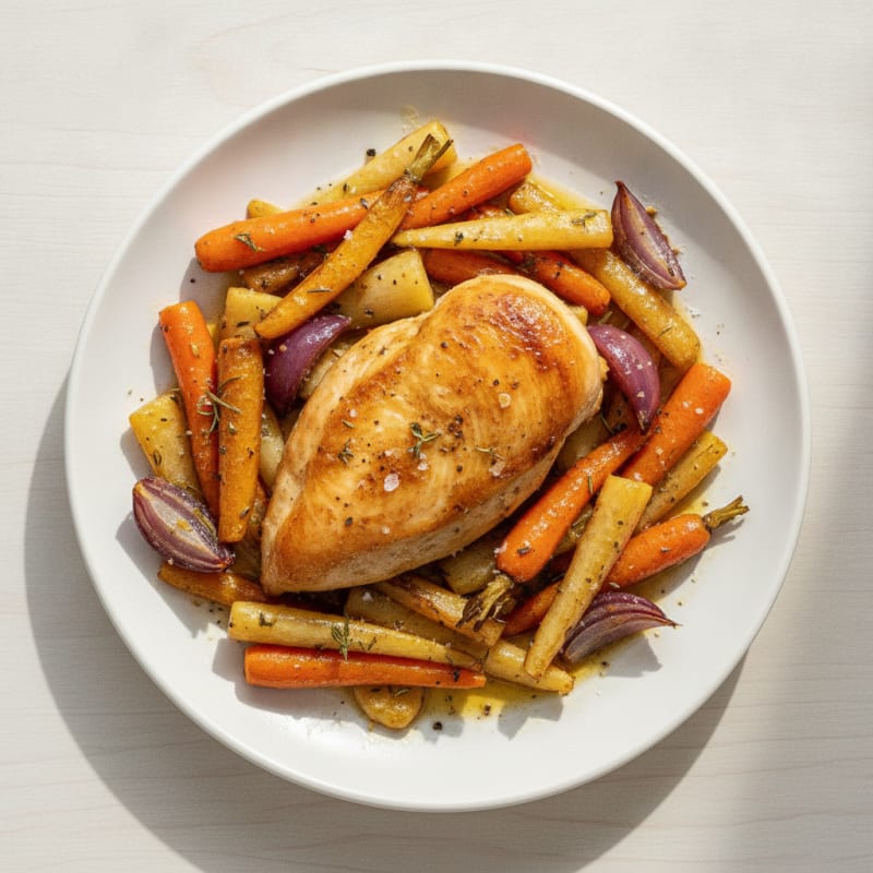 Garlic Herb Roasted Chicken with Root Vegetables