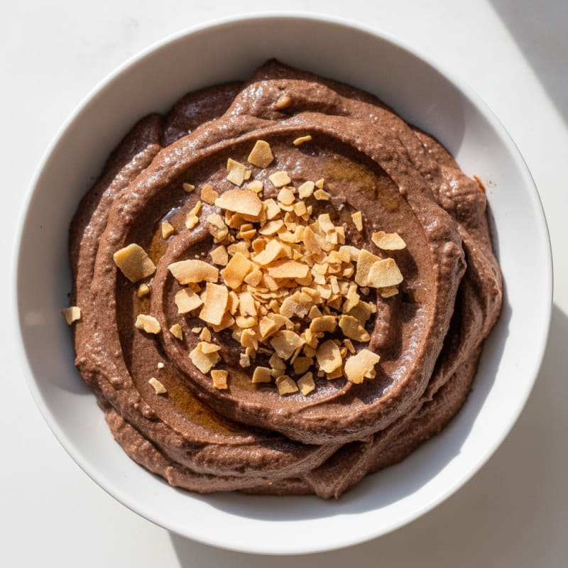 Silky Chocolate Protein Pudding with Toasted Coconut