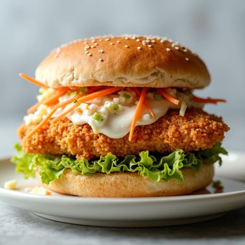 Crispy Air-Fried Chicken Sandwich with Creamy Slaw