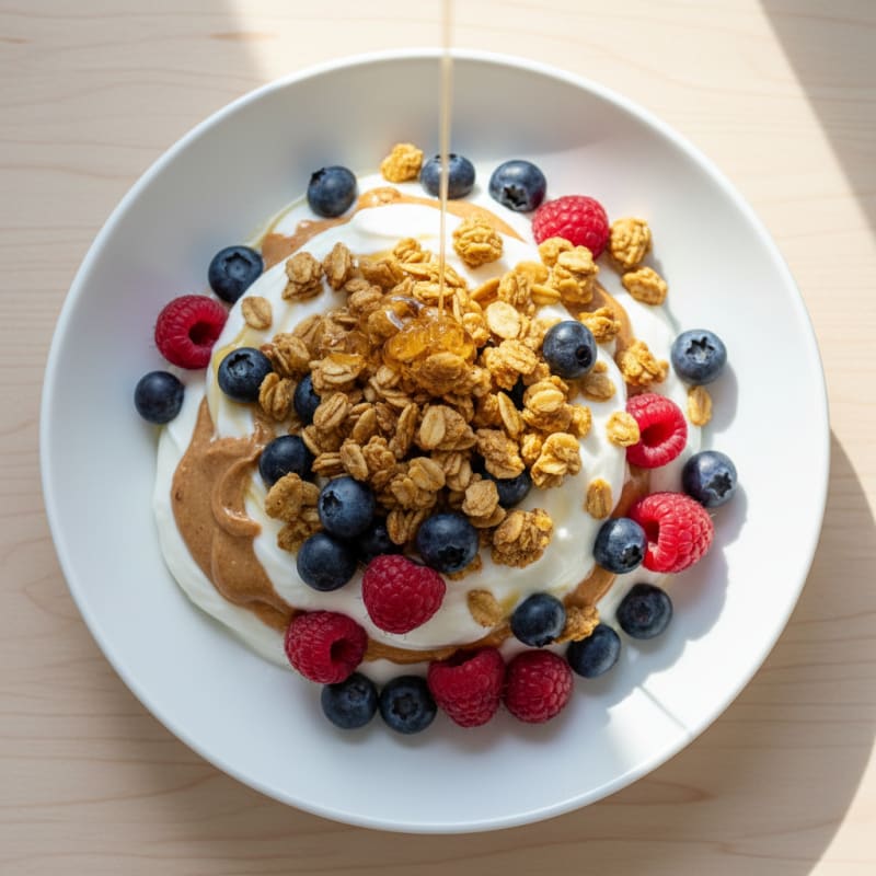 Creamy Greek Yogurt Parfait with Almond Butter and Berries