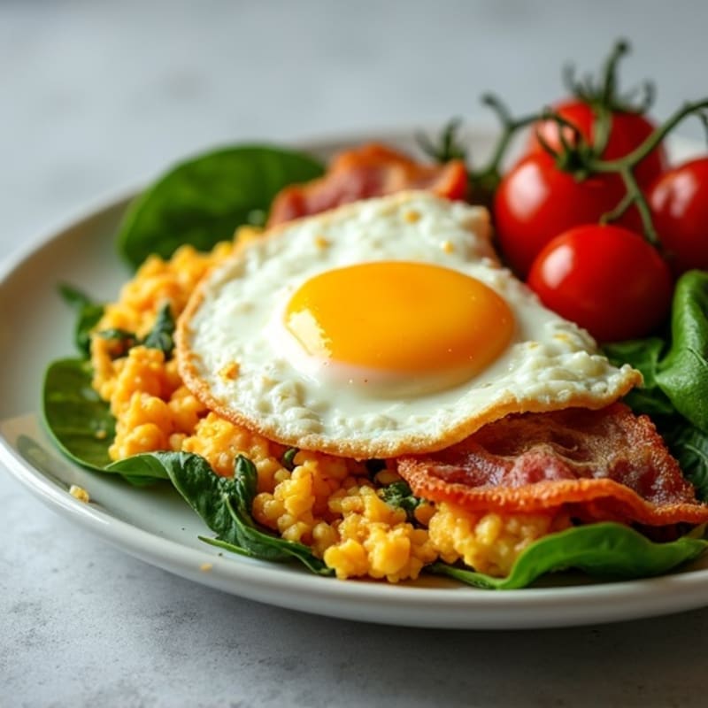 Cottage Cheese Scramble with Spinach and Turkey Bacon