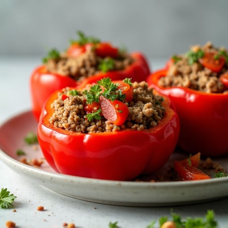 Savory Ground Beef and Turkey Stuffed Bell Peppers
