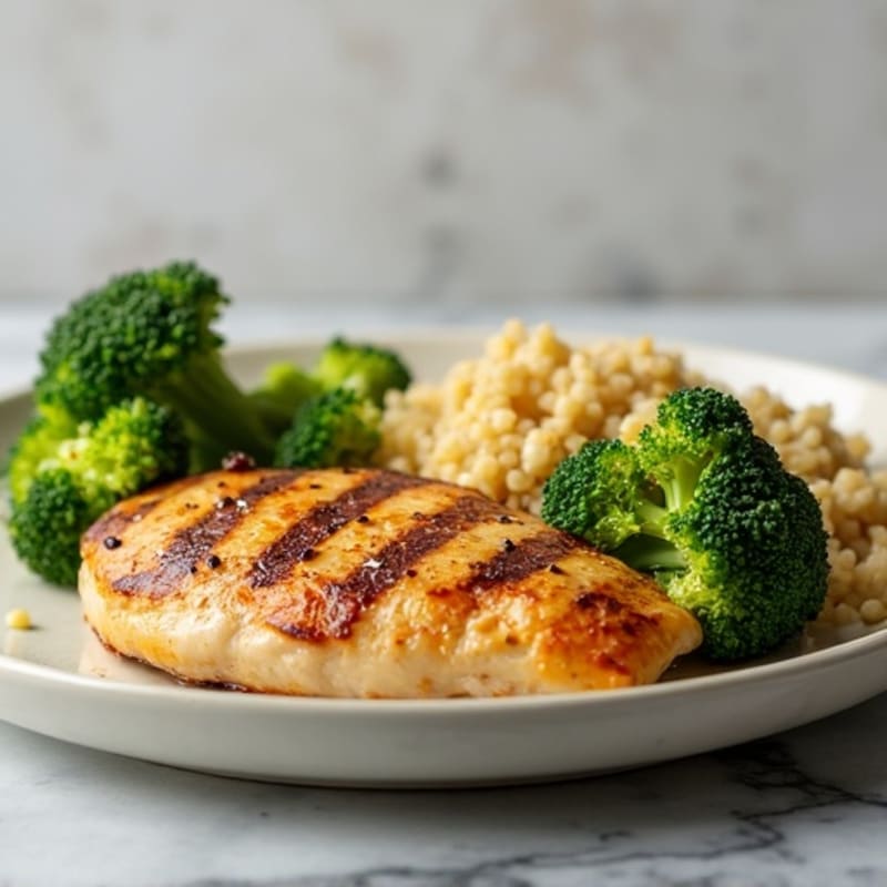 Grilled Chicken Breast with Quinoa and Steamed Broccoli