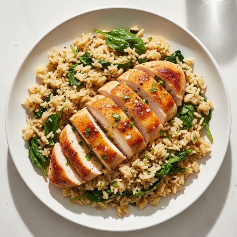Lemon-Herb Roasted Chicken with Garlic Rice