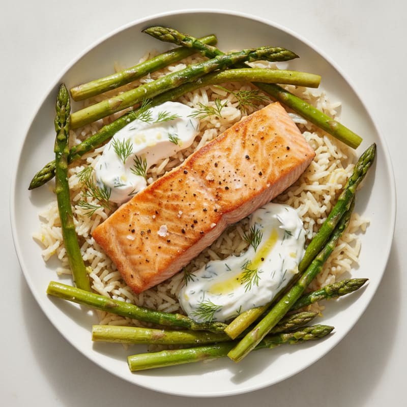 Pan-Seared Salmon with Lemon-Herb Rice