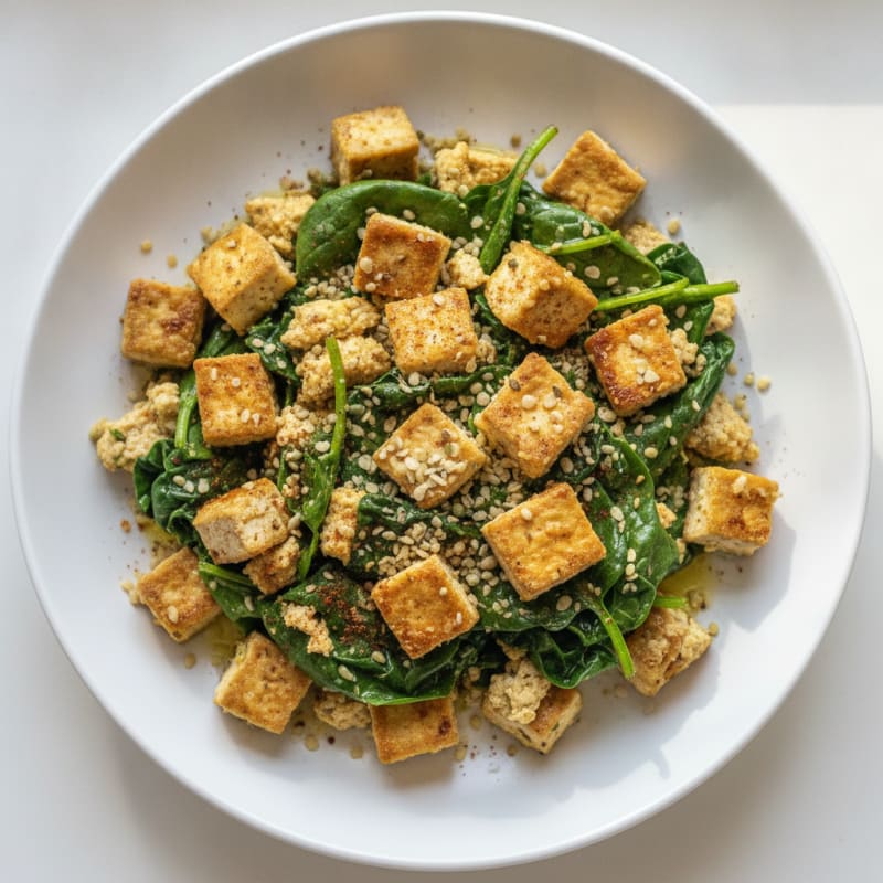 Silky Tofu and Spinach Scramble with Hemp Seeds