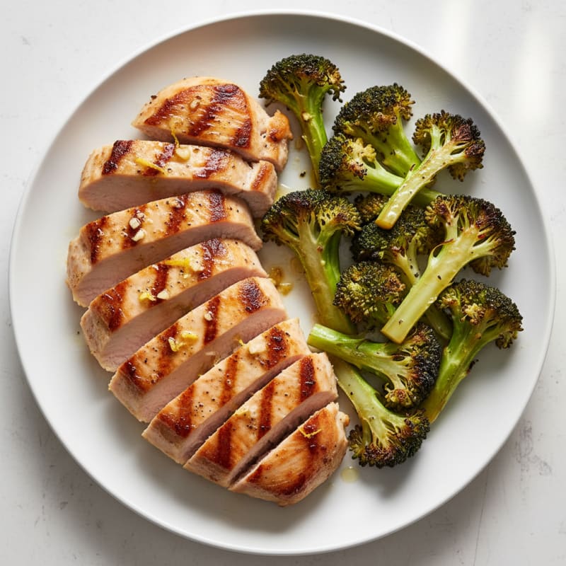 Grilled Turkey Breast with Roasted Broccoli