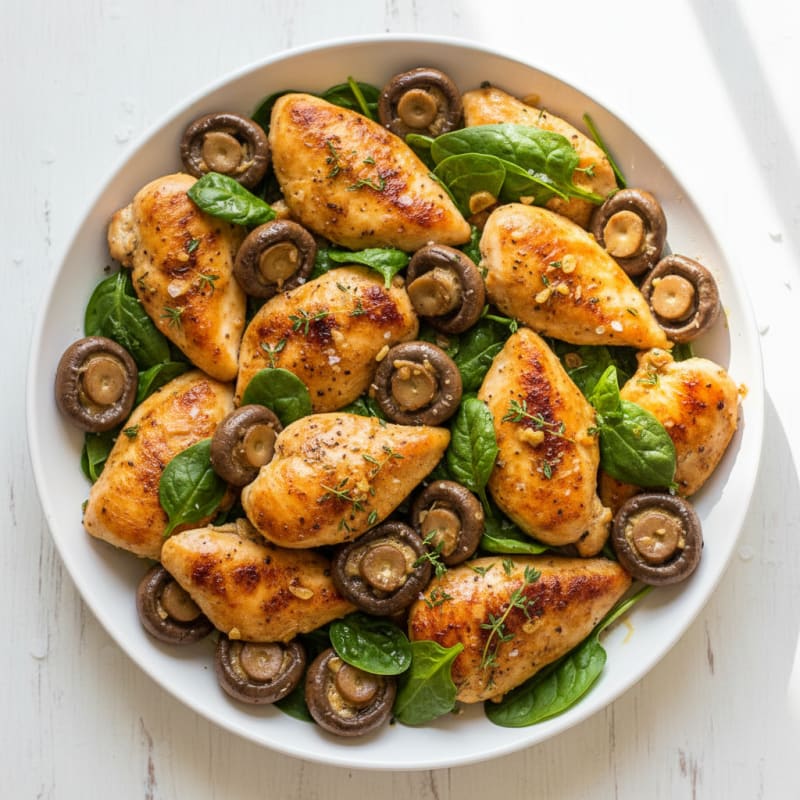 Golden Garlic Butter Roasted Mushrooms with Chicken