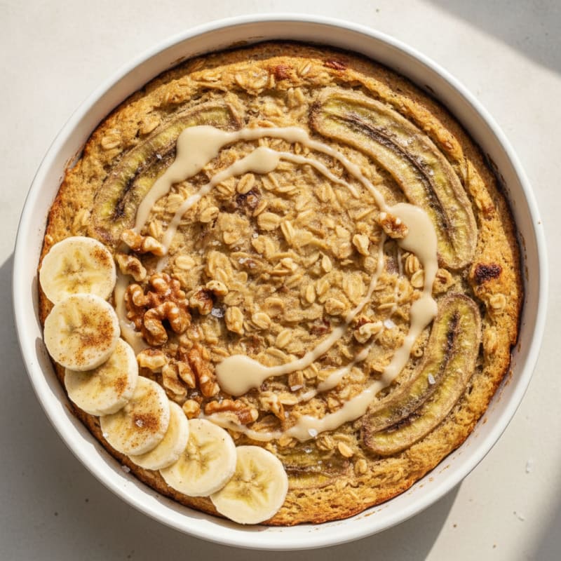 Banana Protein Baked Oats Skillet