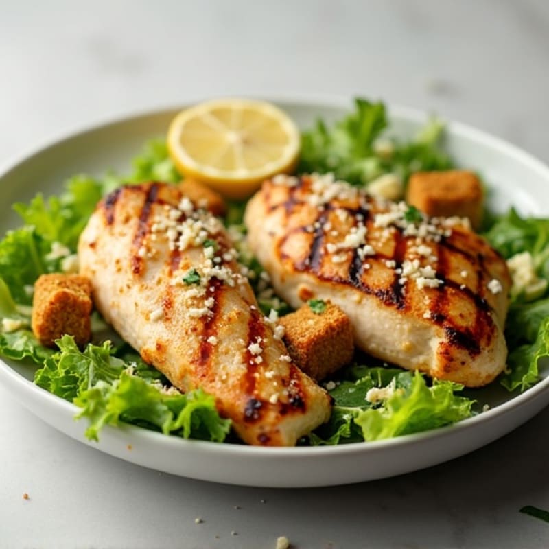 Grilled Chicken with Crispy Romaine Caesar Salad