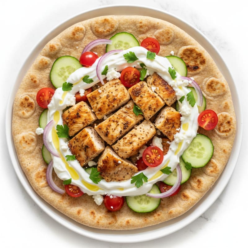 Mediterranean Chicken & Herb Flatbread