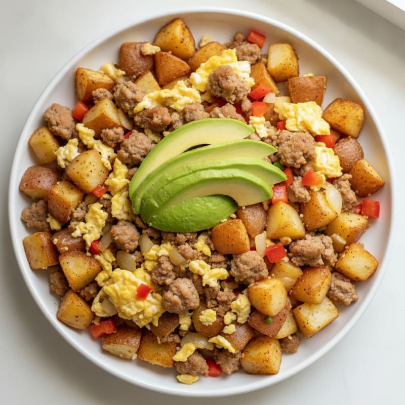 Egg and Potato Scramble with Turkey Sausage