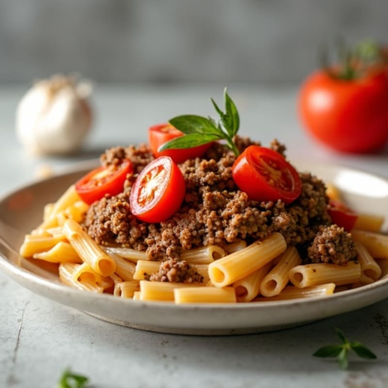 Savory Lean Ground Beef and Tomato Whole Wheat Pasta