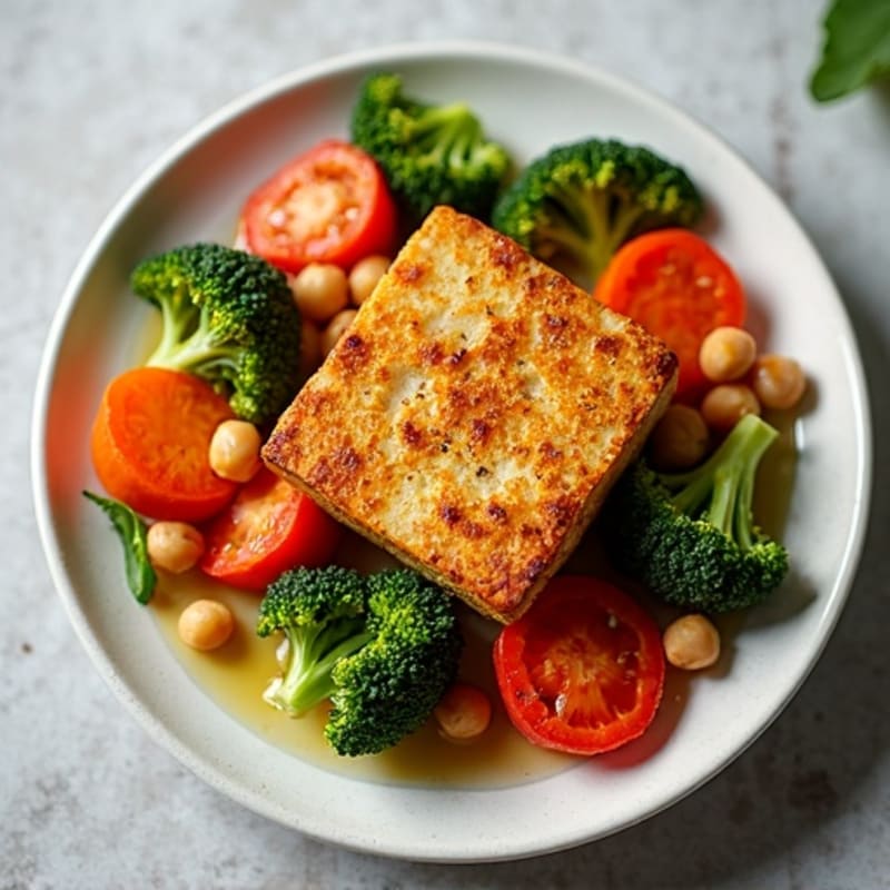 Crispy Baked Tofu with Roasted Vegetables
