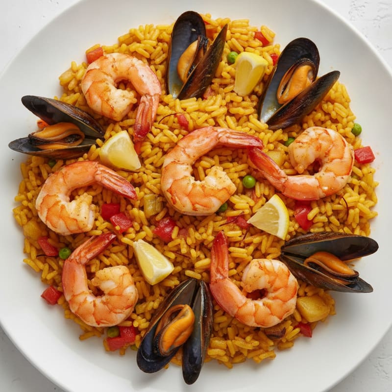 Spanish Seafood Paella with Saffron Rice