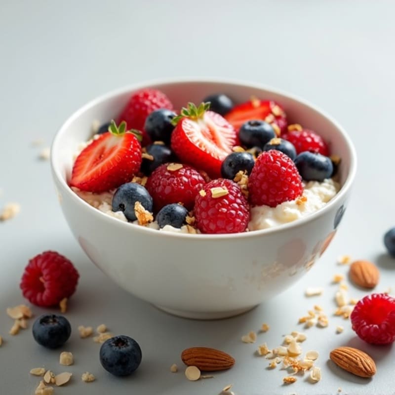 Creamy Cottage Cheese Bowl with Fresh Berries and Crunchy Almonds