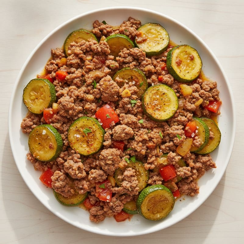 Savory Ground Beef and Zucchini Skillet