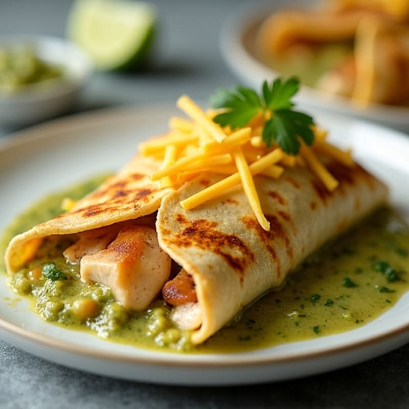 Baked Chicken Enchiladas with Zesty Salsa Verde