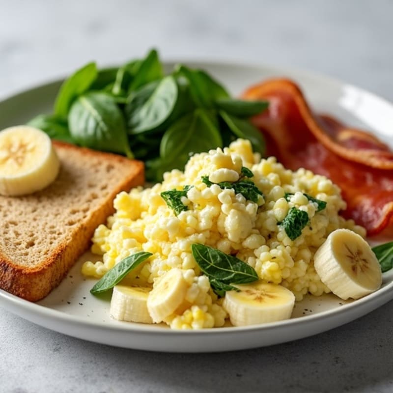 Egg White Scramble with Spinach and Turkey Bacon