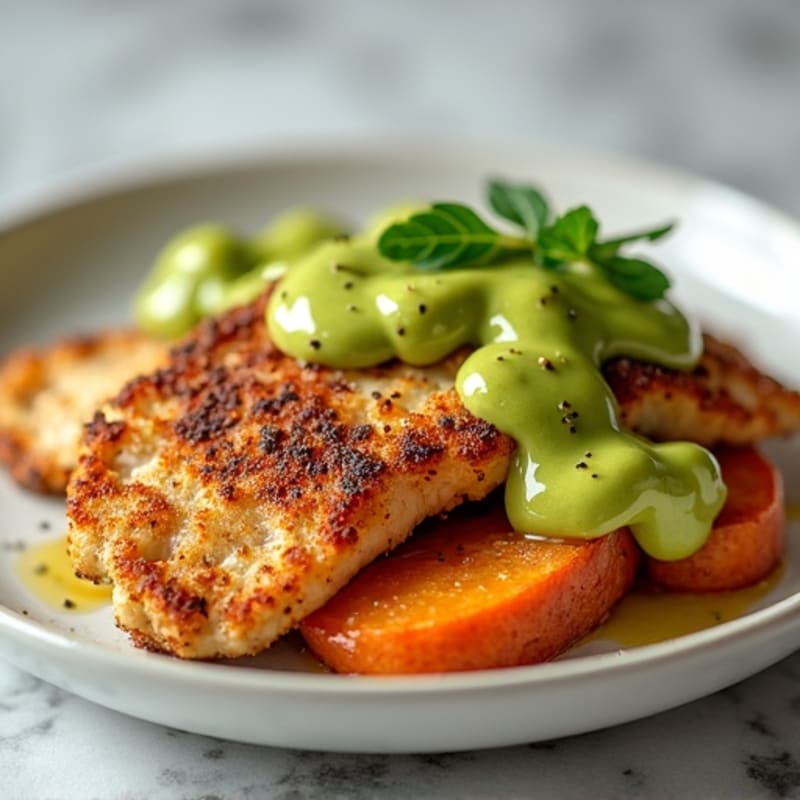 Crispy Thin Chicken with Roasted Sweet Potato and Creamy Avocado