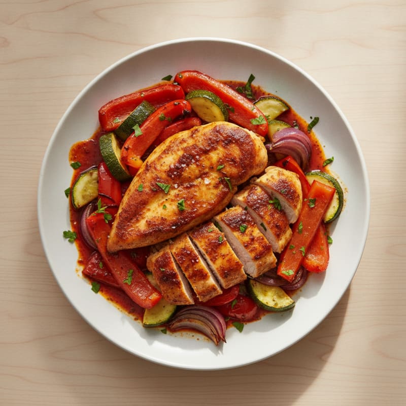 Spicy Harissa Chicken with Roasted Vegetables
