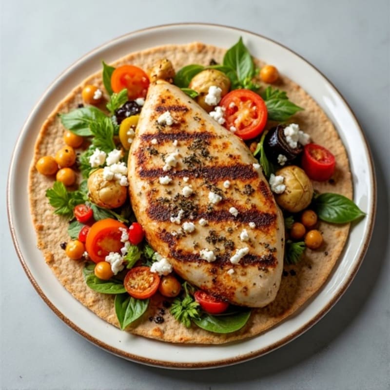 Roasted Veggie Flatbread with Grilled Chicken