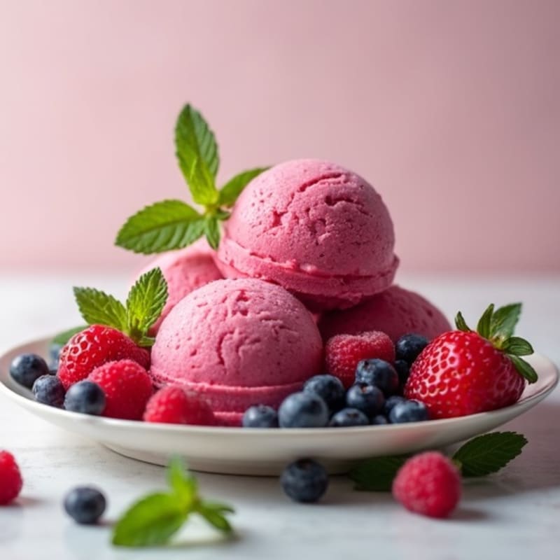 Fresh Berry-Mint Frozen Yogurt Sorbet