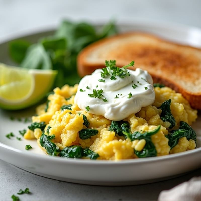 Egg White and Spinach Scramble with Cottage Cheese