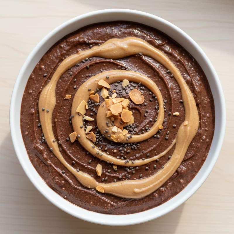 Silky Chocolate Protein Pudding with Almond Butter Swirl