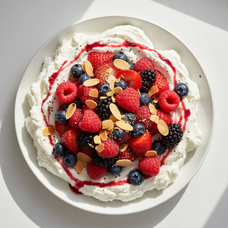 Greek Yogurt Protein Mousse with Mixed Berries