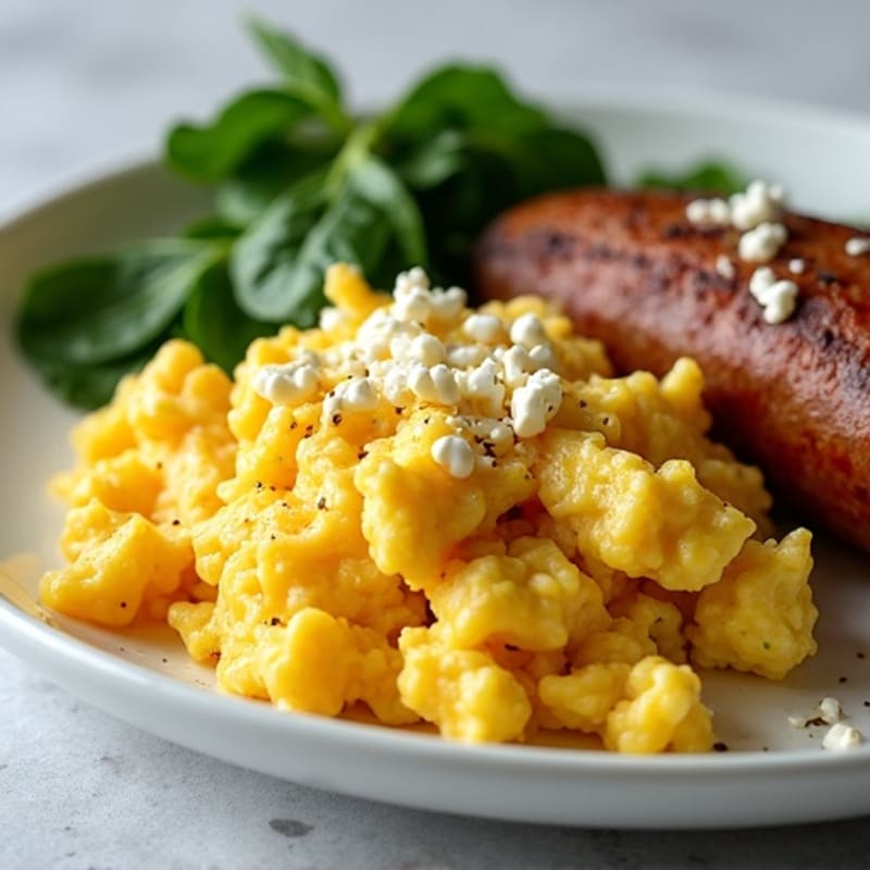 Scrambled Egg Whites with Turkey Sausage and Sautéed Spinach