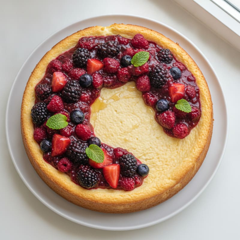 High-Protein Greek Yogurt Cheesecake with Mixed Berries