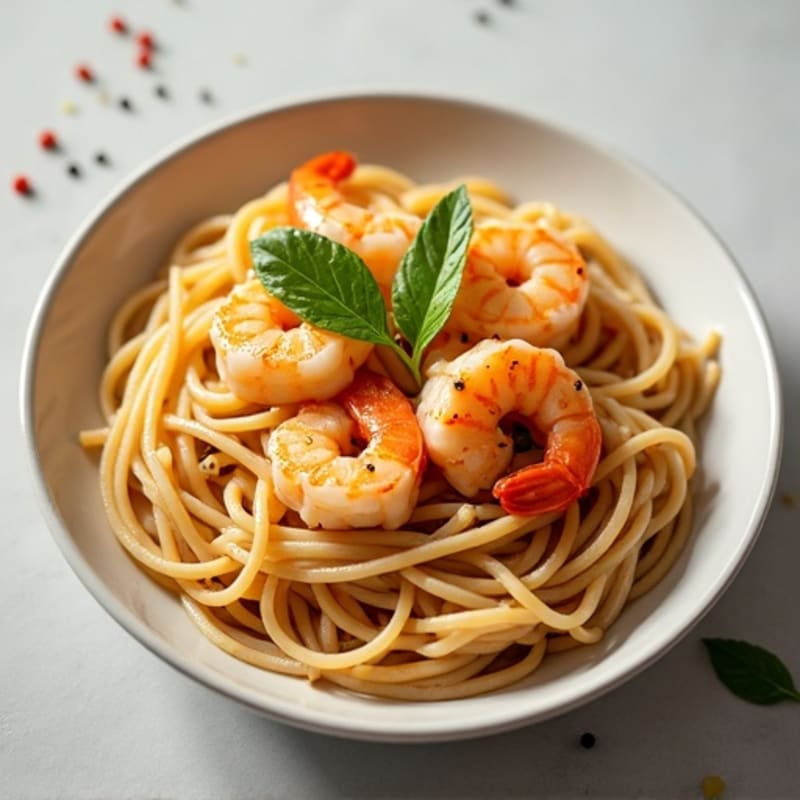 Pan-Seared Lemon Garlic Shrimp with Whole Wheat Linguine