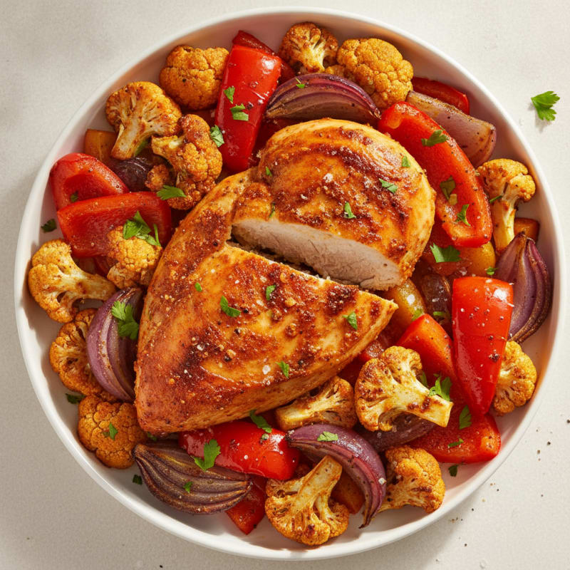 Spicy Harissa Chicken with Roasted Vegetables