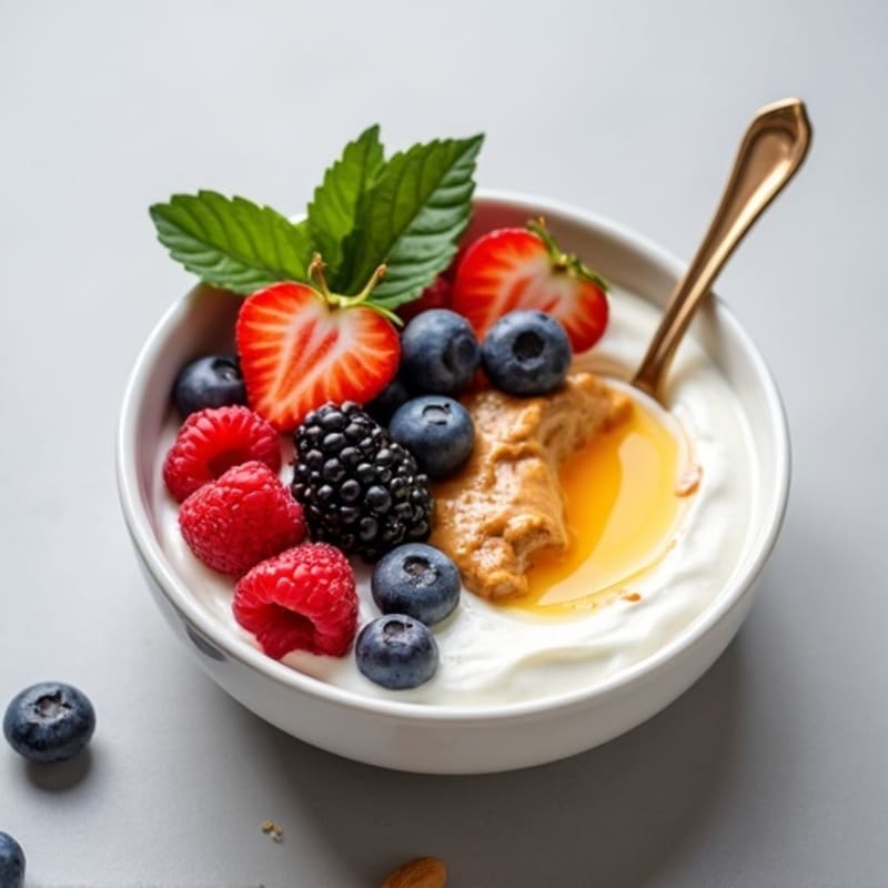 Creamy Greek Yogurt Bowl with Mixed Berries and Almond Butter