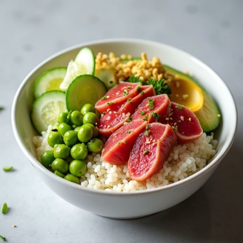Fresh Tuna Poke Bowl with Sesame-Ginger Cauliflower Rice